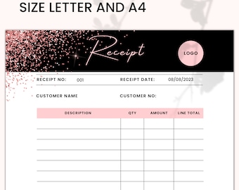 Editable Business Sales Receipt Template, Customizable and Printable Business Template, Instant Download