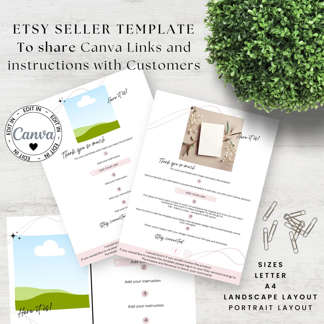 Etsy Listing Instructions Template, Canva Editing Instructions for Etsy Etsy Listing Instructions Template, Canva Editing Instructions for Etsy
