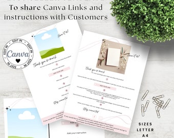 Etsy Listing Instructions Template, Canva Editing Instructions for Etsy Digital Download, Etsy to Canva Sharing Link