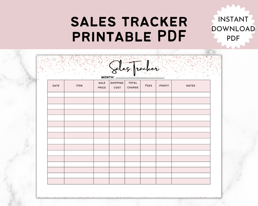 Sales Tracker Printable Template, Sales Log, - Sale Profits Tracker ...
