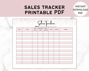 Sales Tracker Printable Template, Sales Log, - Sale Profits Tracker, PDF Instant Download