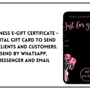 May include: A black smartphone mockup with a pink floral design and the text "A Gift Certificate Just for you!" on the screen. The text "Add your logo" is in a gold circle at the bottom of the screen.