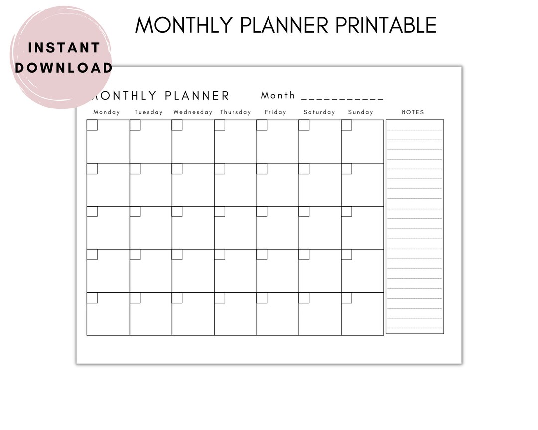 Monthly Planner Printable, to Do List, Productivity Planning Page - Etsy