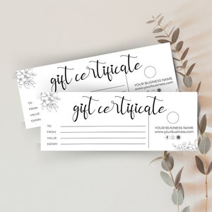 Beauty Salon Gift Certificate Template, Printable Gift Voucher for Nail Salon, Editable Gift Card for Lash Tech, Add Your Logo Coupon