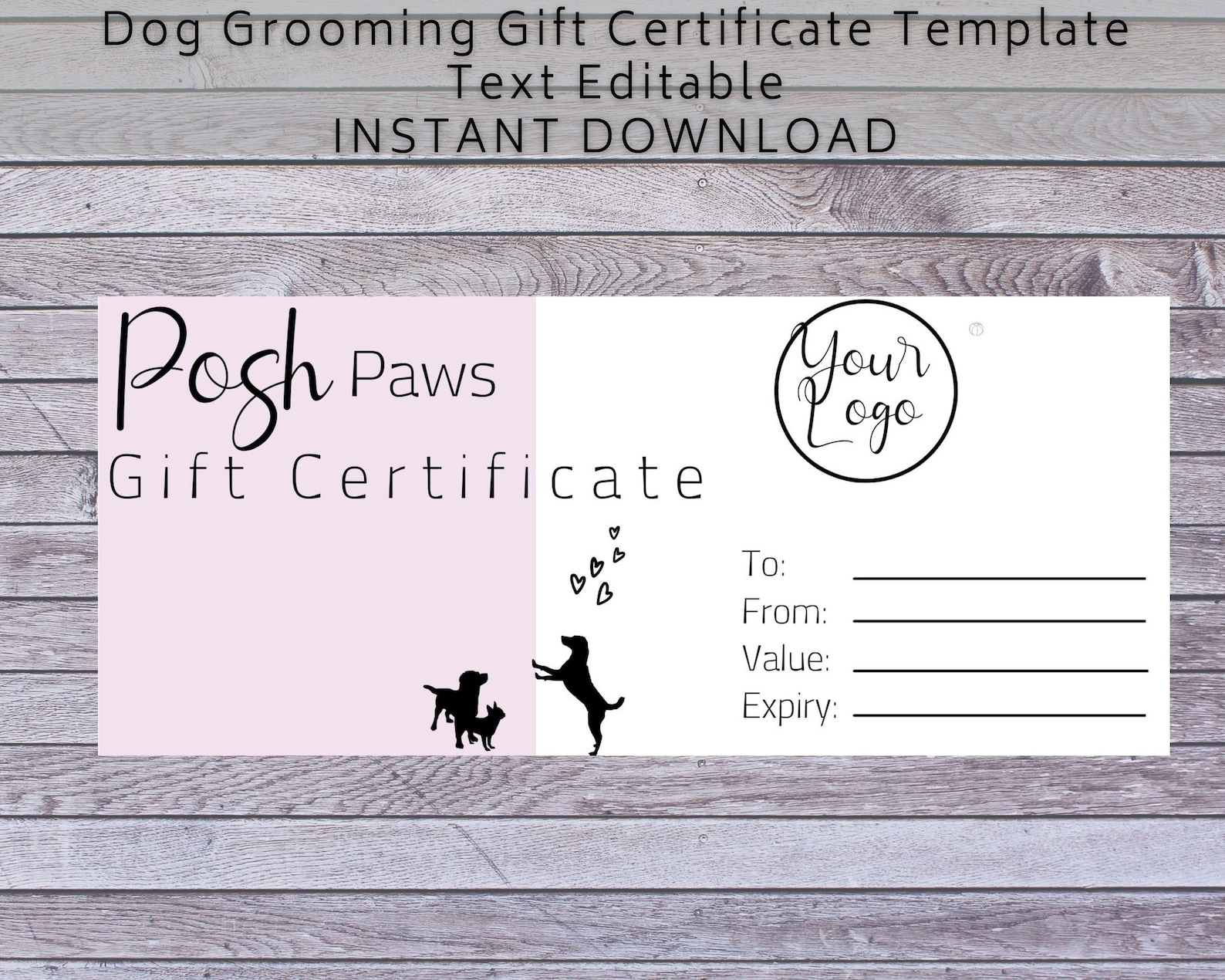 Gift Certificate Template Dog Grooming. DIY Gift Voucher for Small