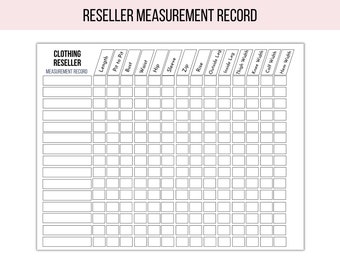 Printable Clothing Measurement Template Reseller Measuring | Etsy