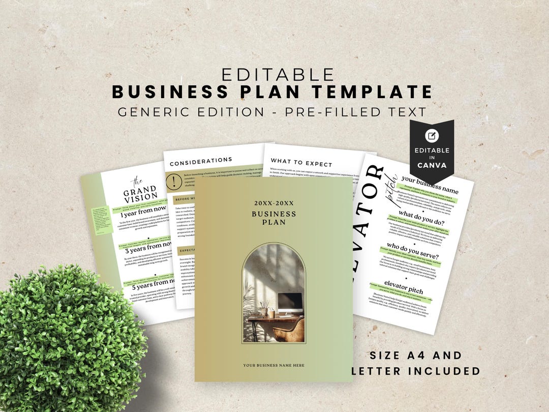 Editable Business Plan Template With Sample Text & Guidance Prompts for ...