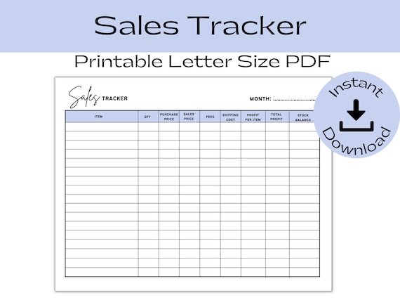 Sales Tracker Printable Order Tracker Template Sales - Etsy