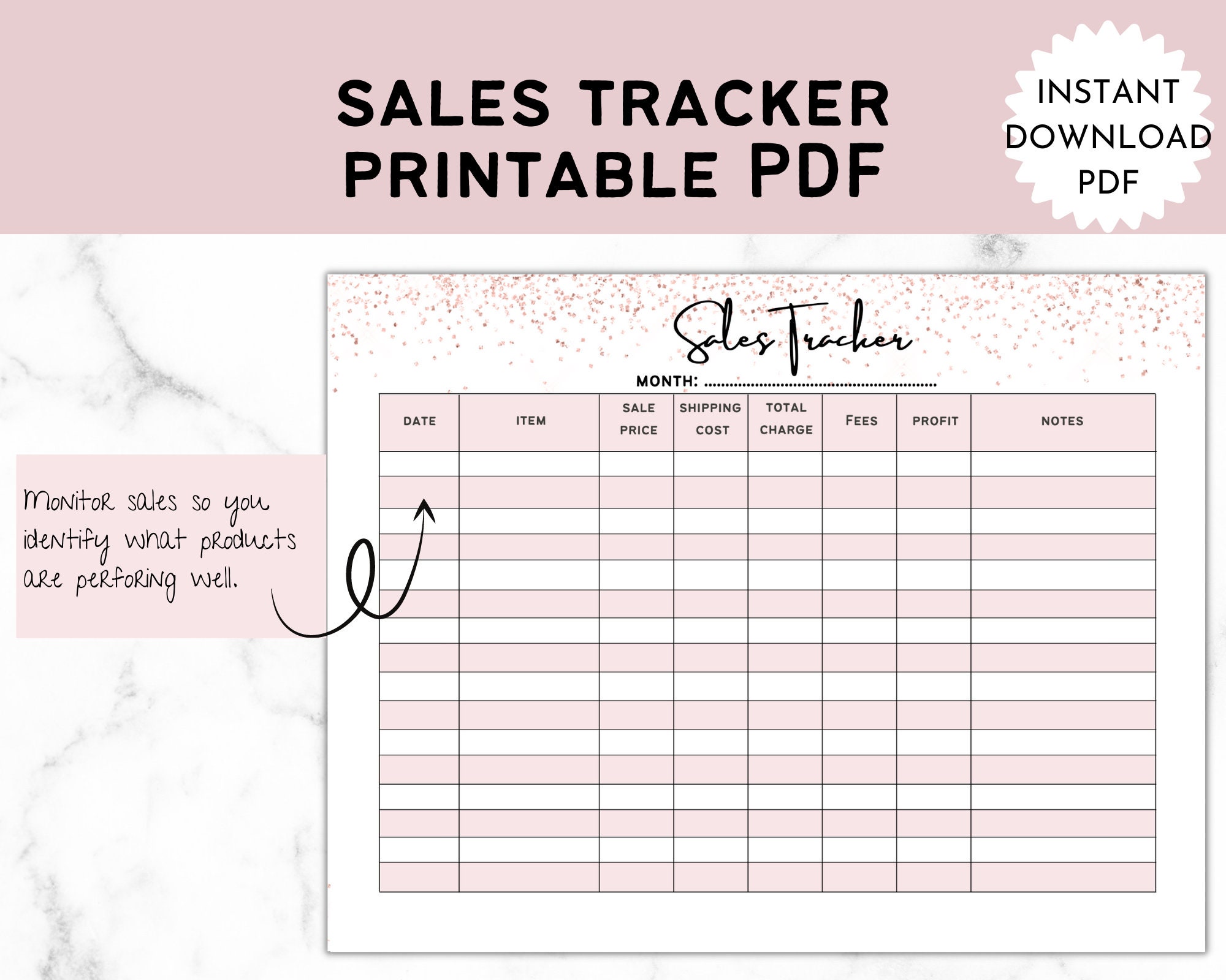 Sales Tracker Printable Template, Sales Log, Sale Profits Tracker, PDF Instant Download - Etsy sales-tracker-printable-template-sales-log-sale-profits-tracker-pdf-instant-download-etsy