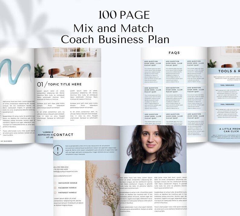 Blue Editable Coach Business Plan Canva Template, 100 Page Life ...