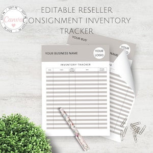 Consignment Store Inventory Tracker, Editable Reseller Consignment Inventory Log Template, Canva Template