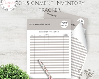 Consignment Store Inventory Tracker, Editable Reseller Consignment Inventory Log Template, Canva Template