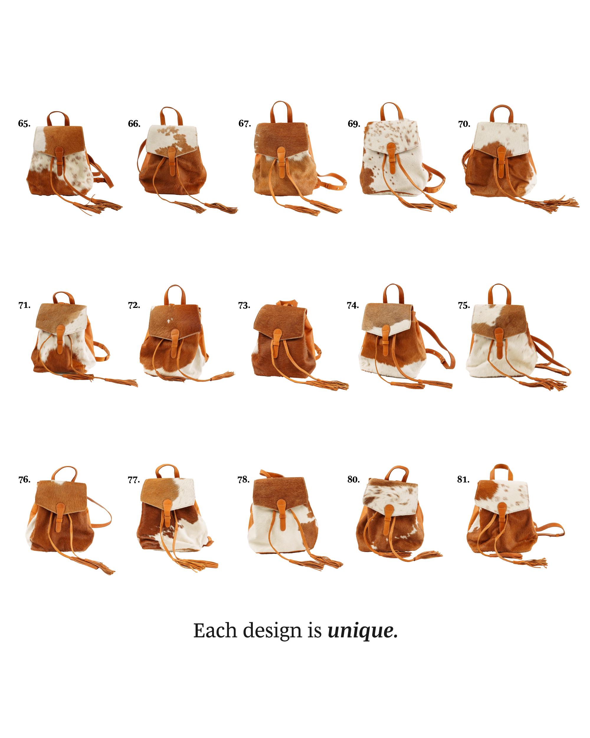 ?New Unique Genuine Cowhide & Leather Small Backpack Bag Western Boho Womens Western Style Cowhide and Genuine Leather Compact Backpack  main image 4