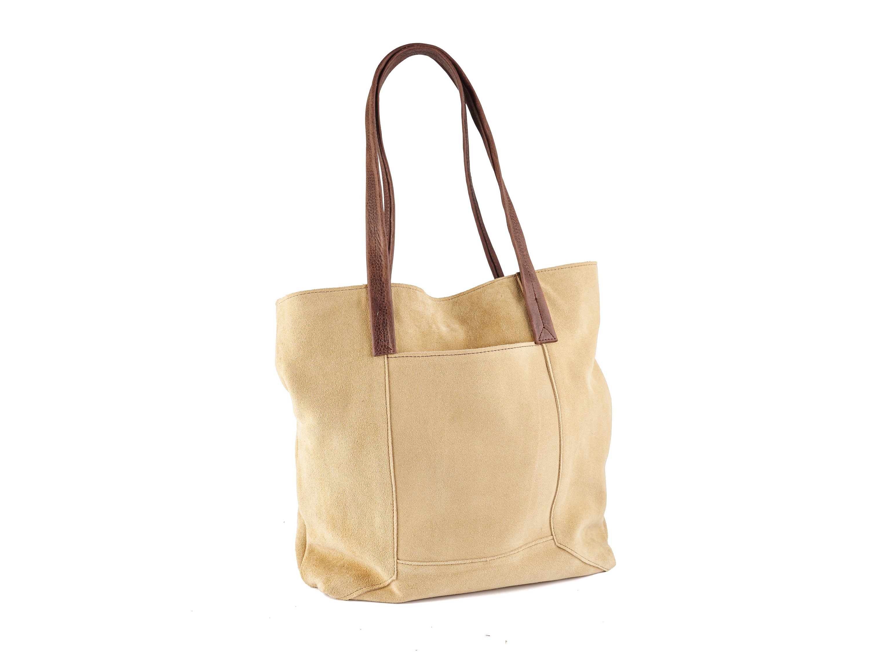 Suede Leather tote bag Etsy