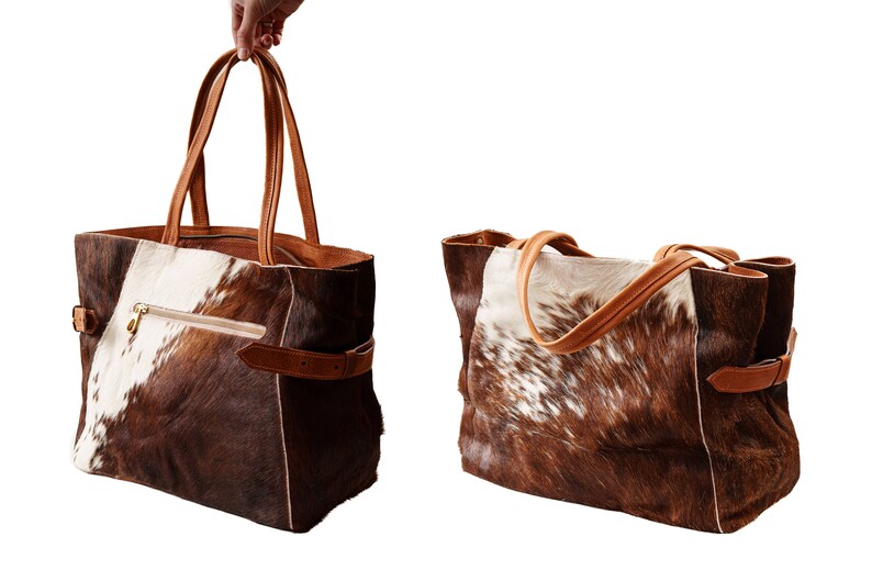 Cowhide Tote Bag Large Cowhide Tote Purse. Etsy