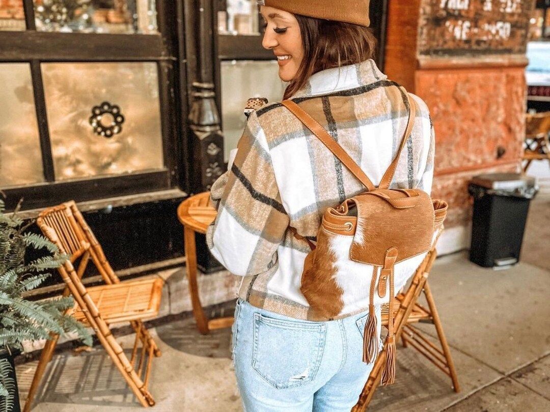 Cowhide backpack purse best sale