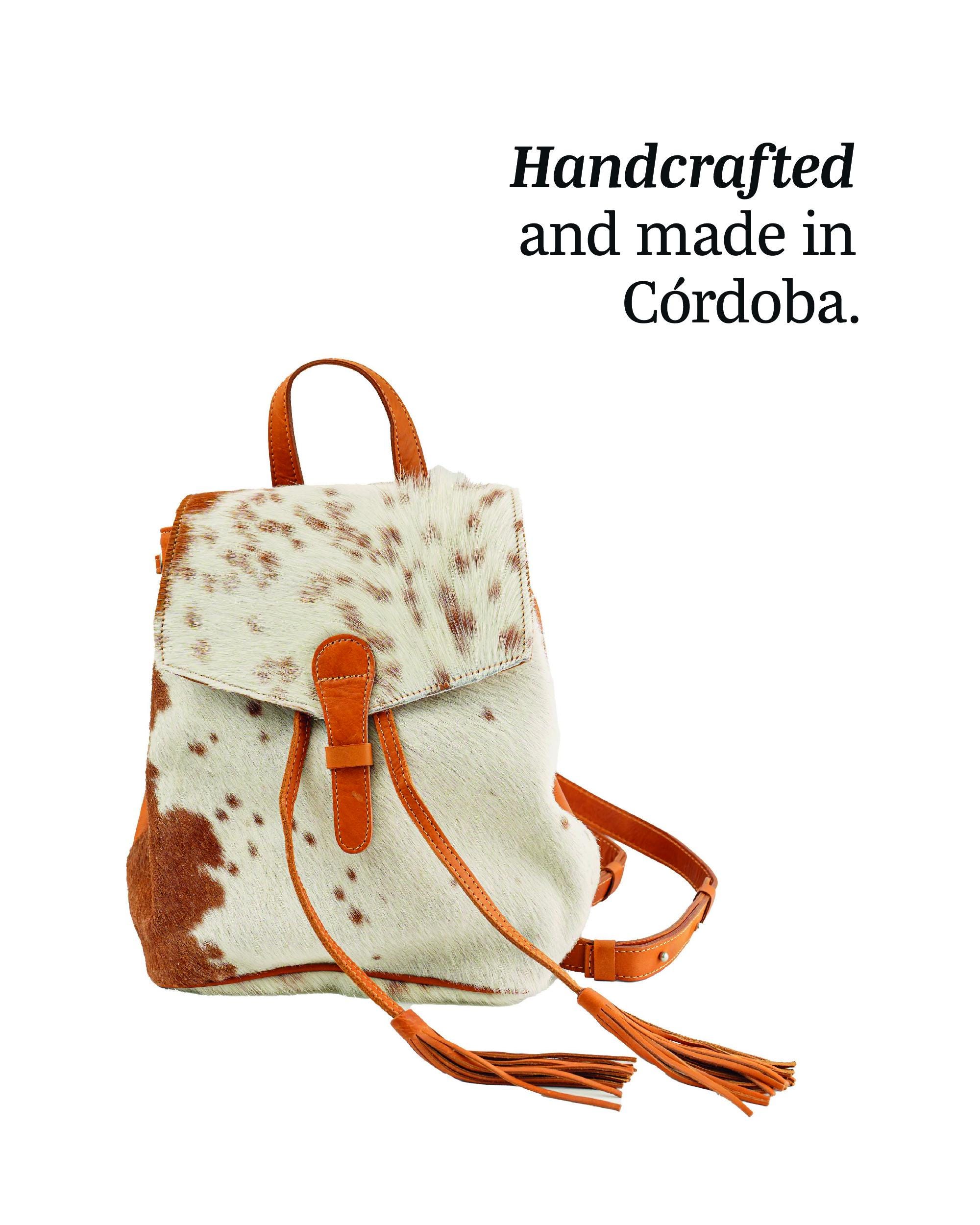 Boho Chic Cowhide Backpack With Tassels - Genuine Leather 