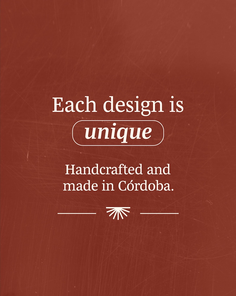 May include: Each design is unique. Handcrafted and made in C&oacute;rdoba.