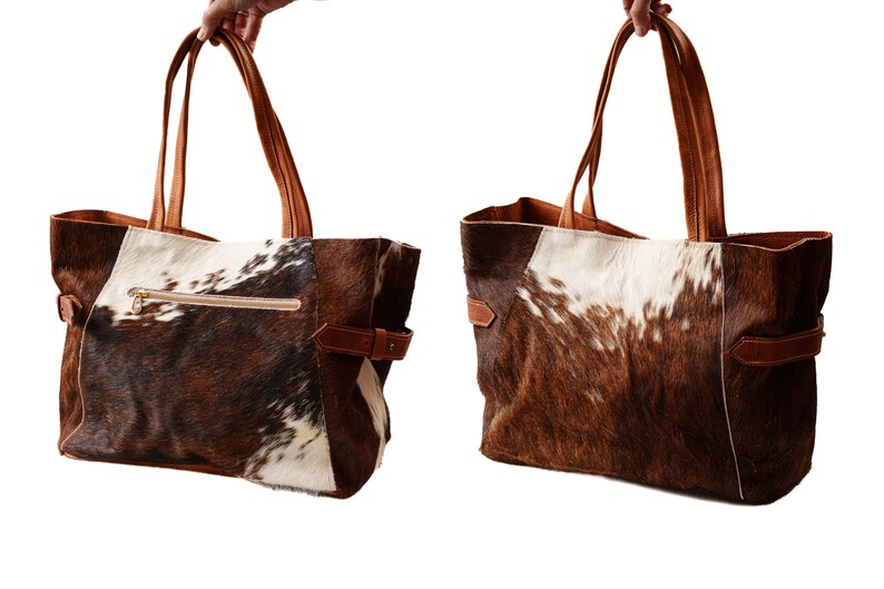 Cowhide Tote Bag Large Cowhide Tote Purse. Etsy