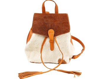 Chic Cowhide Backpack With Tassels - Handcrafted Bohemian  display picture 2