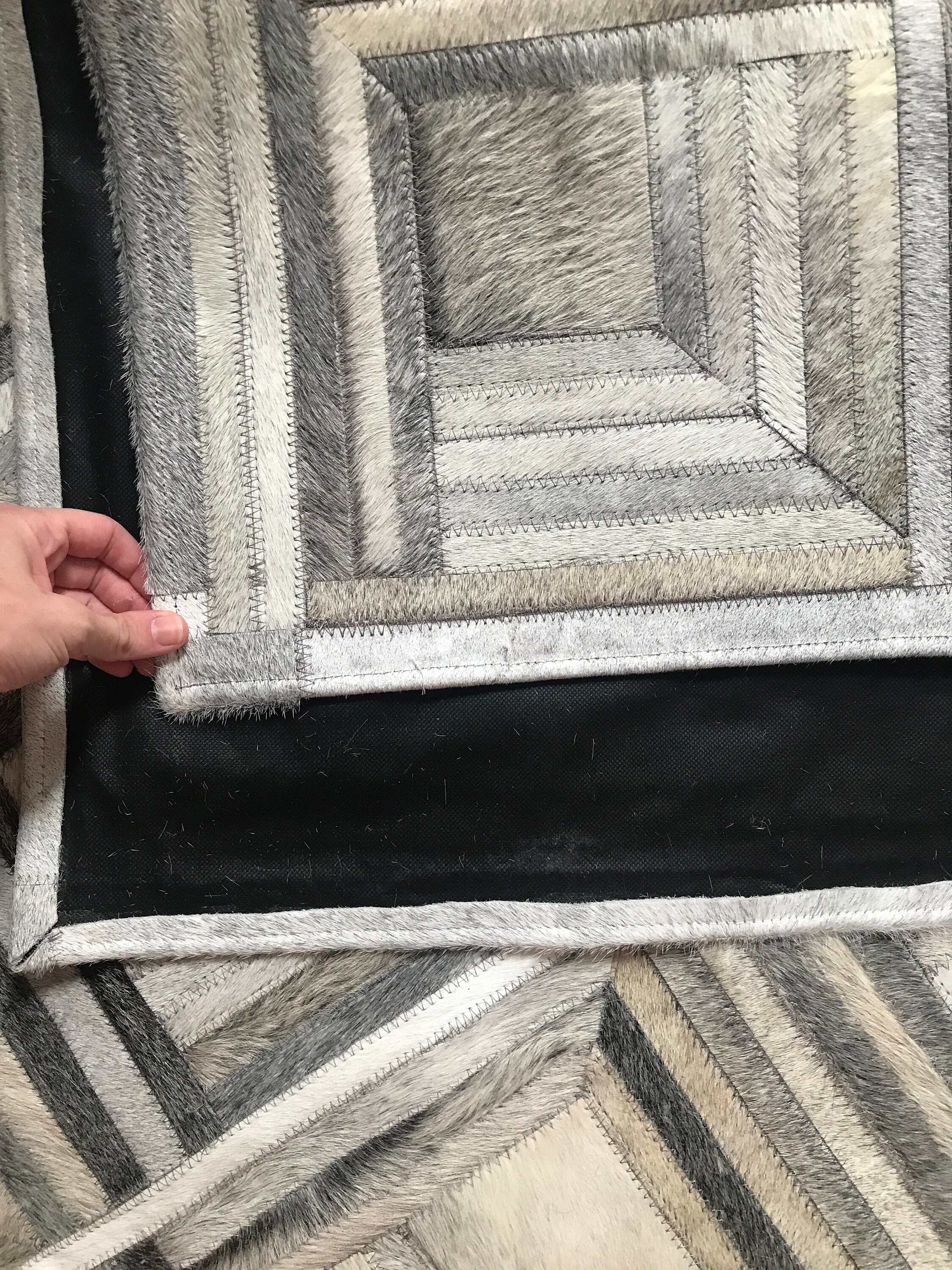 Cowhide Rug, Custom Pattern Cowhide Patchwork Carpet, Geometric Cowhide ...