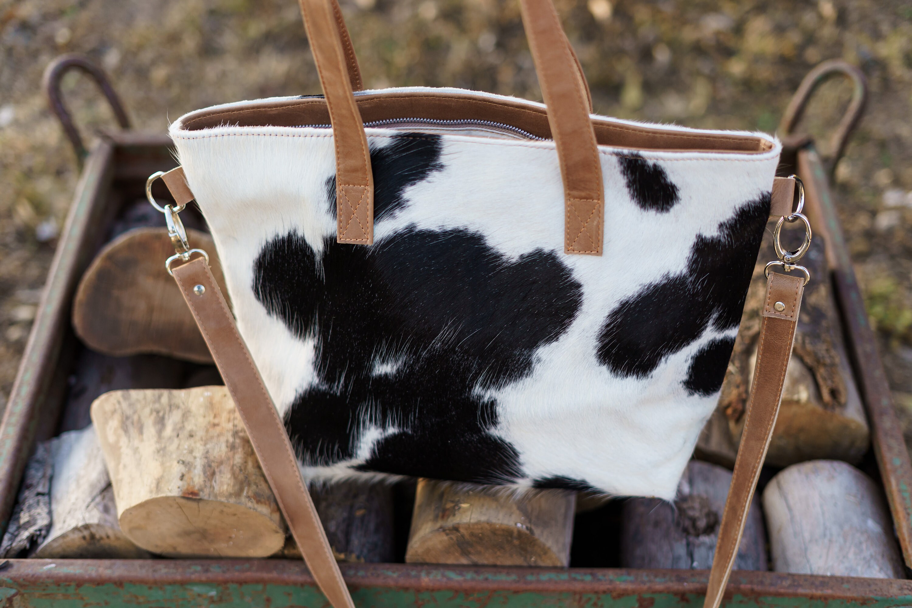 Cowhide tote. Large cowhide leather hair on tote bag. Etsy