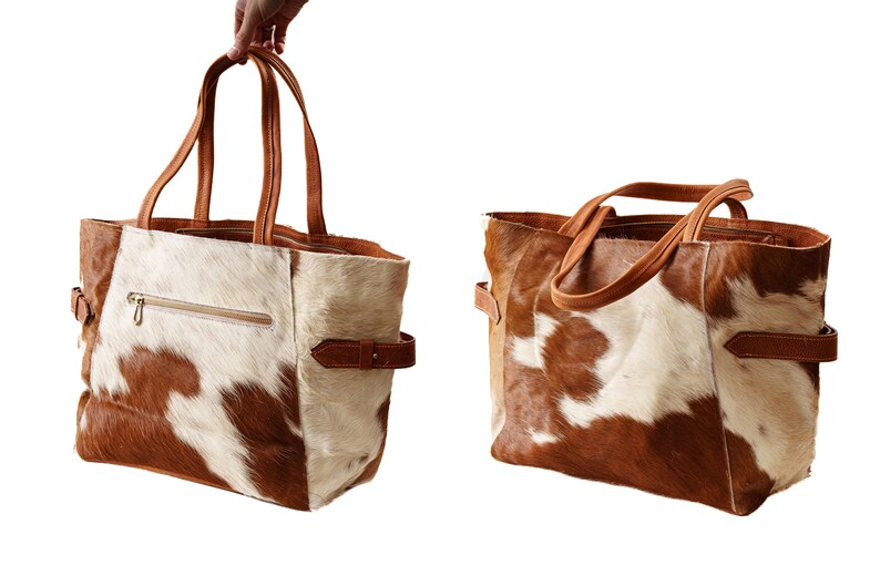 Cowhide Tote Bag Large Cowhide Tote Purse. Etsy