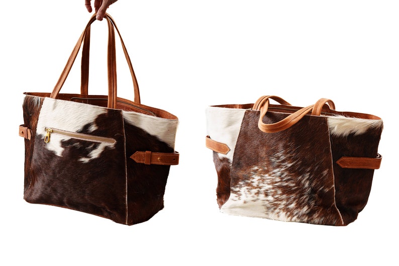 Cowhide Tote Bag Large Cowhide Tote Purse. Etsy