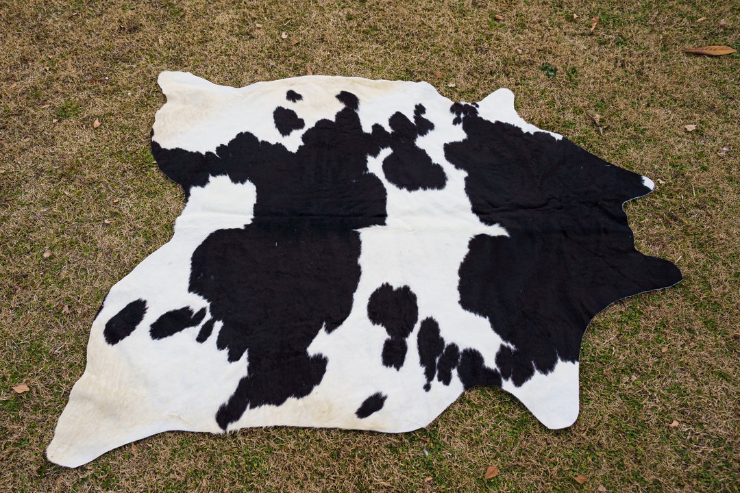 84x72 Rug Cowhide Rug Hair on Skin Leather 84