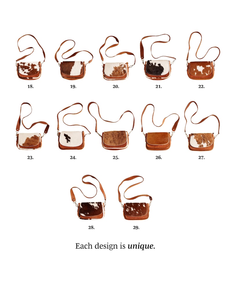 One-of-a-kind elegance. Each cowhide crossbody is uniquely crafted to make your style unforgettable.