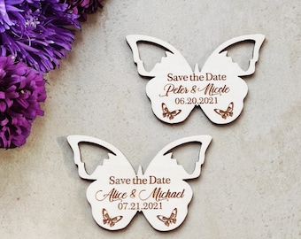 Personalized Butterfly Save the Date magnets - Wedding Invitation - Sweet 16 Invitation - Birthday Party Invitations Magnet - Wooden