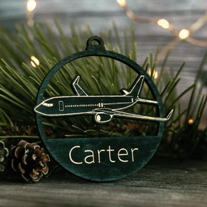 Personalized Airplane Christmas Ornament - Custom Wood Aviation Bauble - Christmas Gifts- Personalized Airplane Ornaments for Christmas Tree