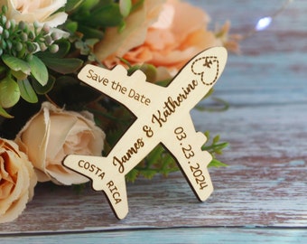 Airplane Save the Date magnets - Custom Wedding Save the Dates - Destination Wedding - Tropical Wedding Invite - Aviation Pilot