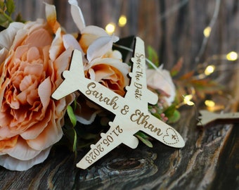 Airplane Save the Date magnets - Custom Wedding Save the Dates - Destination Wedding - Tropical Wedding Invite - Aviation Pilot