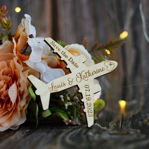 Avión Guardar los imanes de fecha - Boda personalizada Guardar las fechas - Boda de destino - Invitación de boda tropical - Piloto de aviación