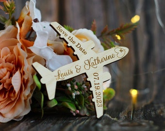 Airplane Save the Date magnets - Custom Wedding Save the Dates - Destination Wedding - Tropical Wedding Invite - Aviation Pilot