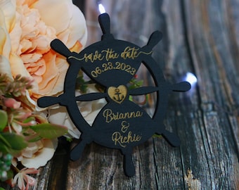 Black Nautical Save the Date Magnets - Wooden Sea Wedding Invitation - Custom Anchor Invitation - Sailor Wedding Invite