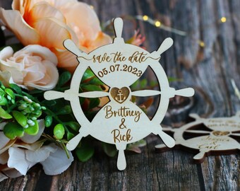 Nautical Save the Date Magnets - Wooden Sea Wedding Invitation - Custom Anchor Invitation - Sailor Wedding Invite