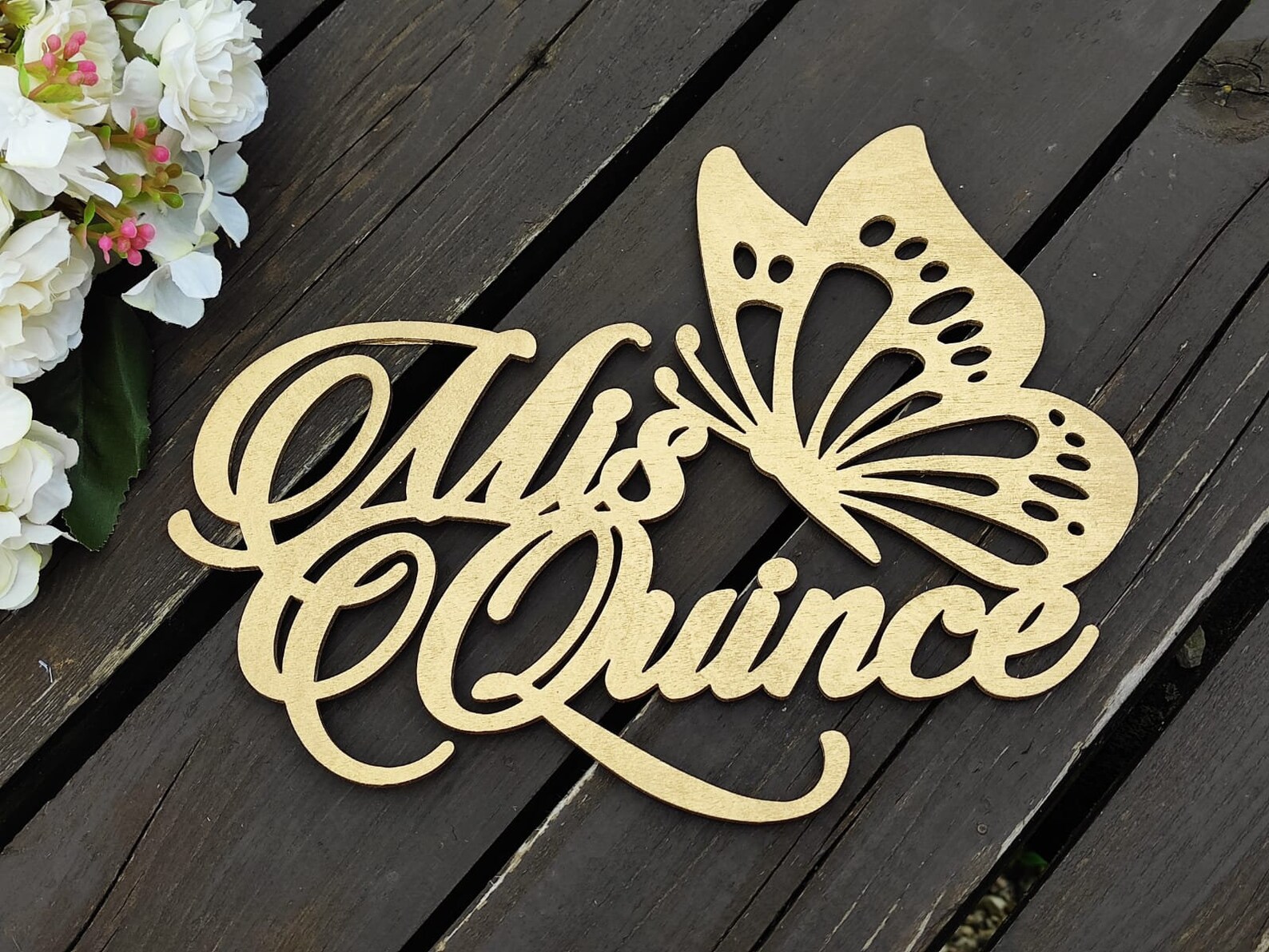 Butterfly Mis Quince Sign Gold Wood Quinceañera Sign Decor | Etsy