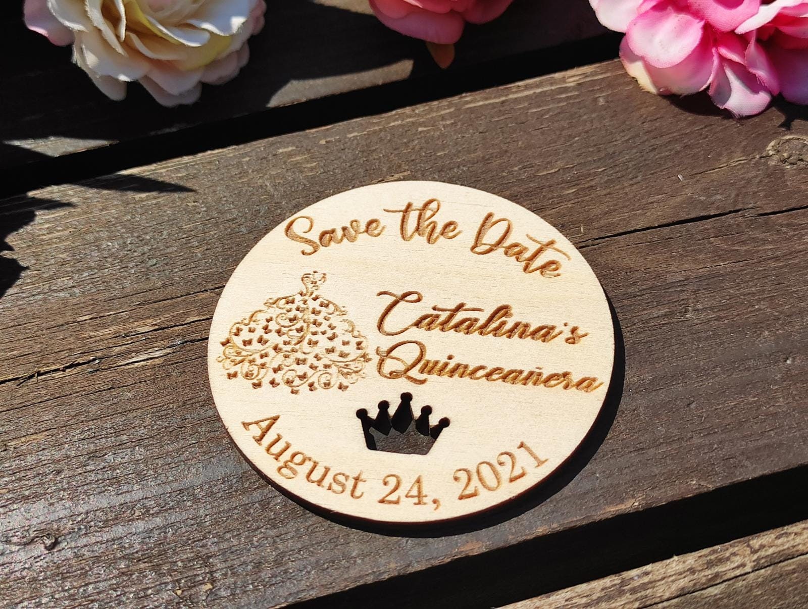 Quinceañera Save the Date Wood Butterfly Dress Etsy