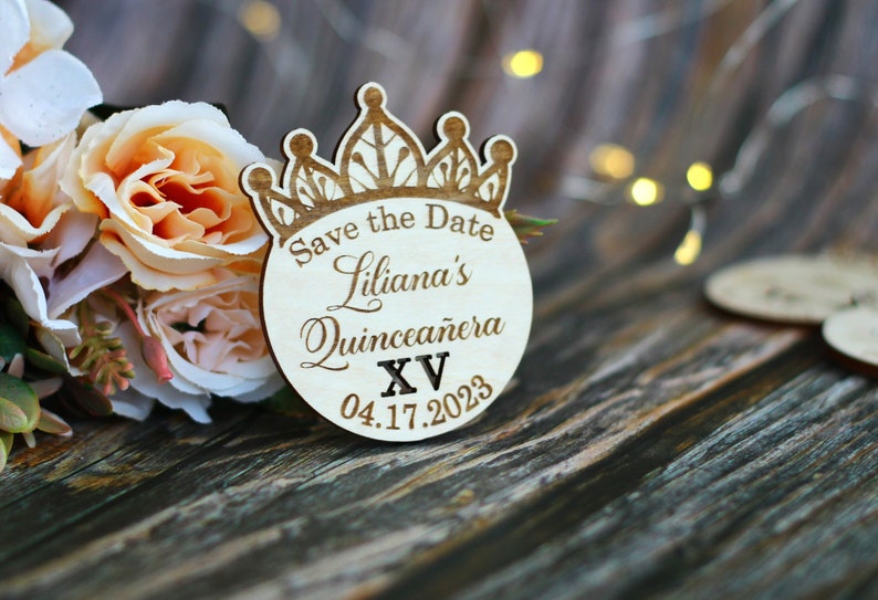 Quinceañera Save the Date Custom Quince Crown Etsy