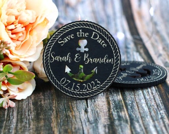 Nautical Save the Date Magnets - Wooden Sea Wedding Invitation - Custom Anchor Invitation - Sailor Wedding Invite