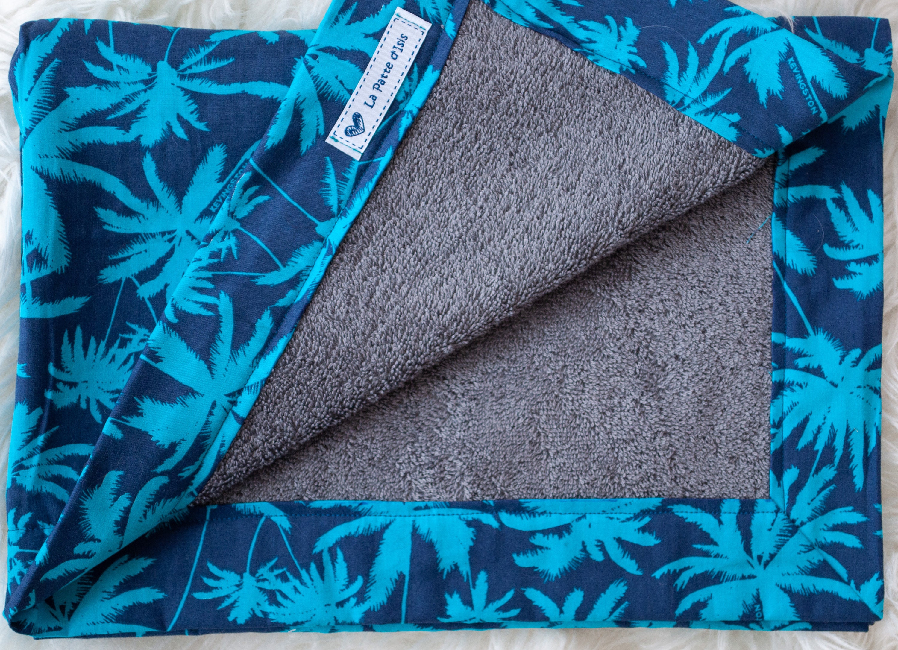 Couverture Chat/Petit Chien en Coton et Tissu Éponge de Couleur Grise