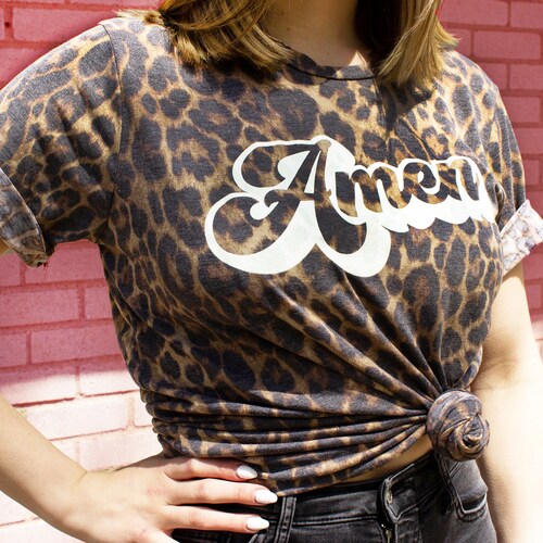 Leopard Print Tee Amen Christian 