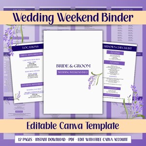 Editable Lavender Wedding Weekend Itinerary and Day-of Timeline ...