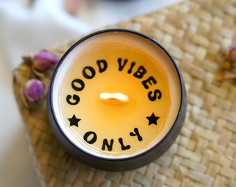 GOOD VIBES CANDLE, Secret Message Candle, Message in a candle, Positivity Gift, Evil Eye Gift, Mental health, Good Luck gift, Gift for Her