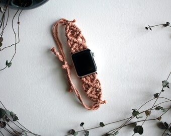 Rosa Makramee Uhrenband, Apple Watch Band, Boho Apple Watch Band, Macrame Apple Watch Band 38/40mm, Uhrenband 42/44mm, Geschenke für Sie