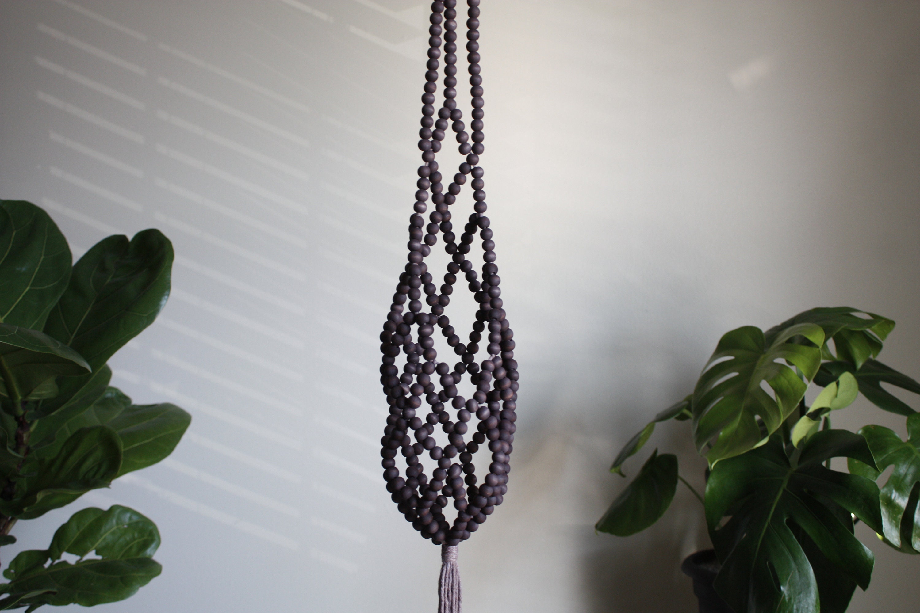 Small Beaded Plant Hanger Beaded Basket Plant Holder Etsy