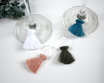 Tassel Wein Charm Set, Boho Wein Charm Set, Boho Wein Glas Charms, handgemachtes Wein Charm Set