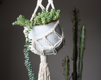 Macrame Plant Hanger, Basket Style Plant Holder, Handmade Home Decor